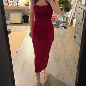 OGL Elegant Red Midi Dress Open Back New